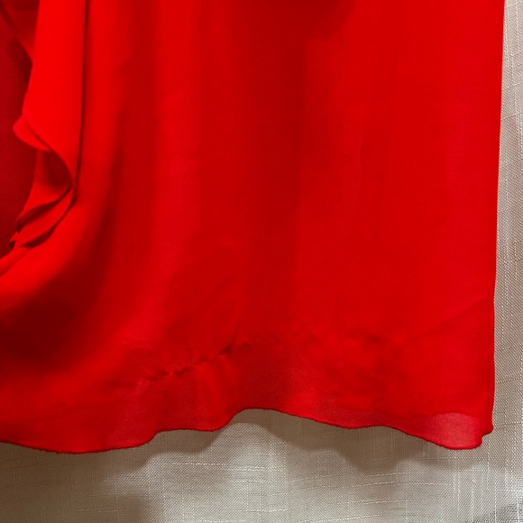 Badgley Mischka Red Off Shoulder Ruffle Gown Maxi Dress Size 2 - Picture 9 of 9